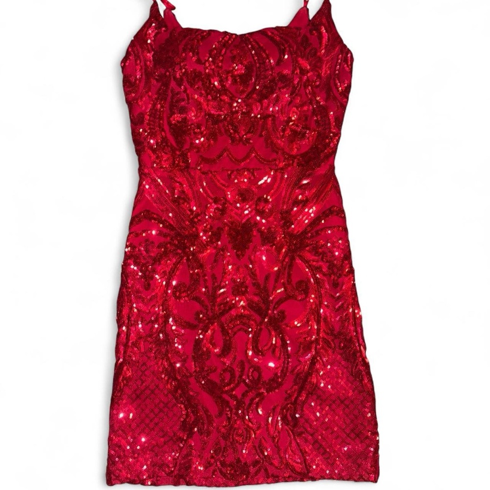 red sequence bodycon dress - size S